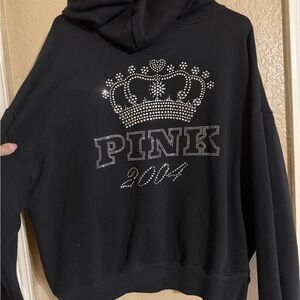 VICTORIA SECRET PINK Limited Edition Ivy Fleece Campus Bling Full Zip Hoodie-LRG